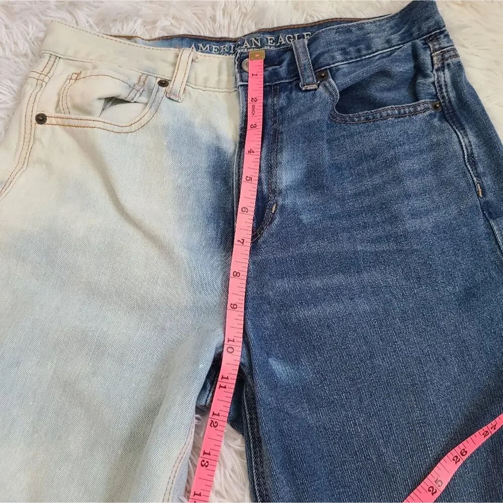 American Eagle 2 Tone High Waisted Mom Jeans Size 4 - Picture 11 of 14
